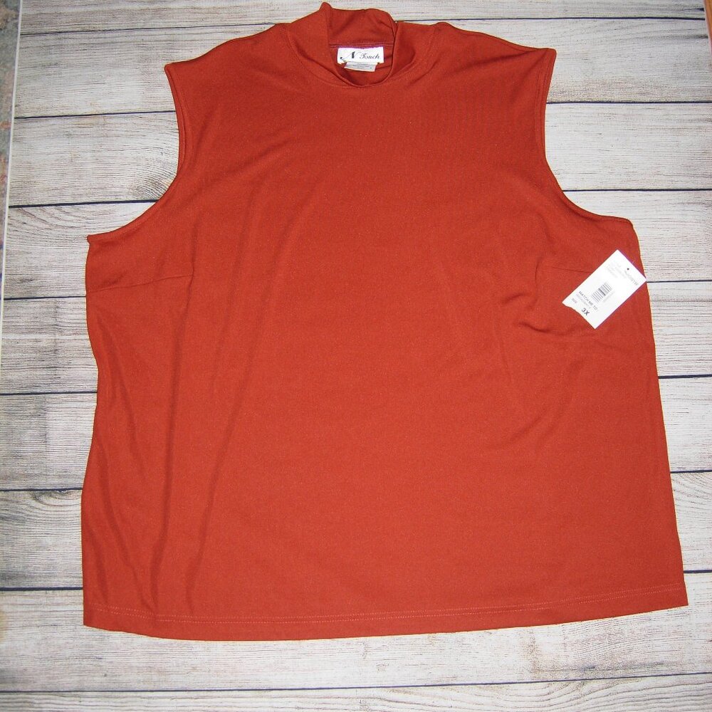 N Touch Burnt Orange Mock Neck Sleeveless Top 3X NWT
